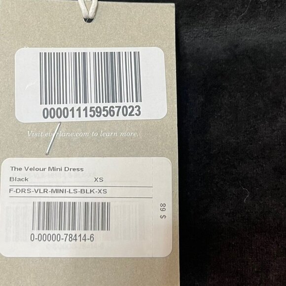 Everlane The Velour Mini Dress Black Mock Neck Long Sleeves Womens Size XS New - Picture 12 of 12